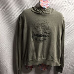 Wallflower Women’s Hooded Sweatshirt – Size Large – Sun & Floral Graphic